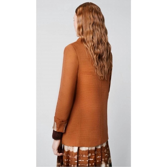 Smythe 90s Blazer in Burnt Sienna Camel Brown Linen Blend ASO Taylor Swift S - Picture 15 of 16